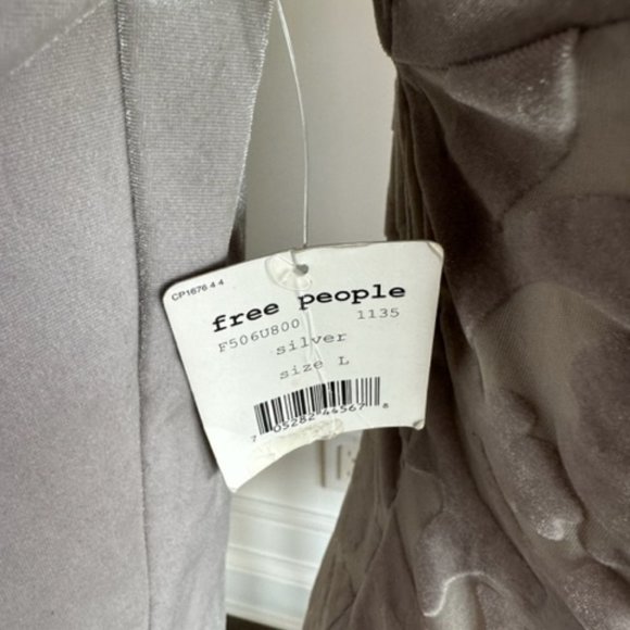 Free People NWT Silver Gray Damask Pattern Velour Dress - Picture 9 of 16